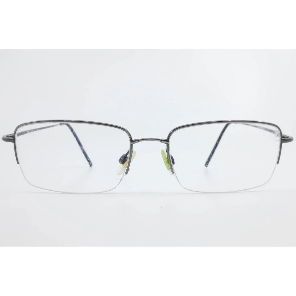 1751 033 Shiny Dark Pewter Rectangular Semi Rimless Eyeglasses Frames 58-18-150